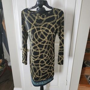 Michael Kors Long Sleeve Dress with Gold Chain Design